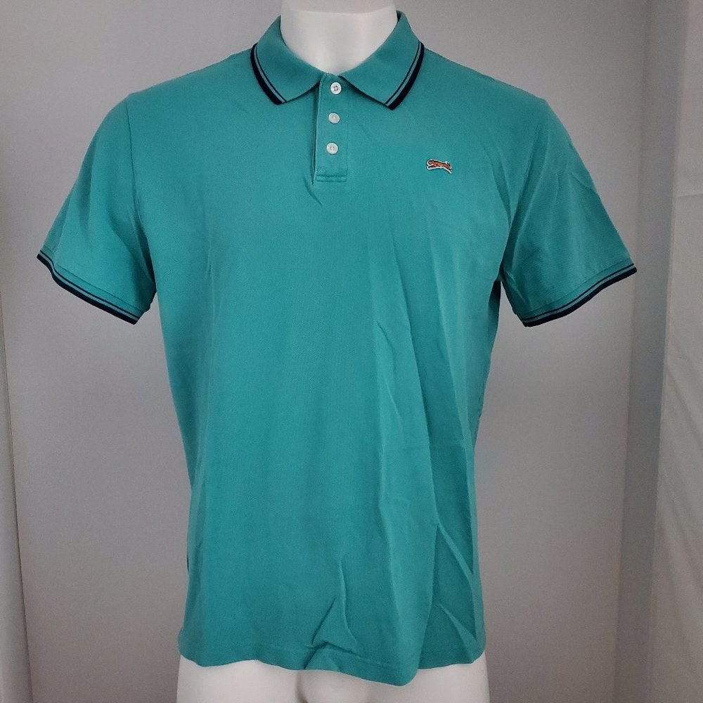 Vintage LE TIGRE Polo Shirt Size XL Teal with Blue